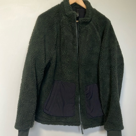 Fabletics Cozy Green Fleece Jacket with Black Accents - Picture 2 of 6